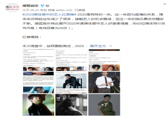 搜狐2020年艺人红黑榜单完整版 搜狐2020年度媒体眼中的艺人黑榜