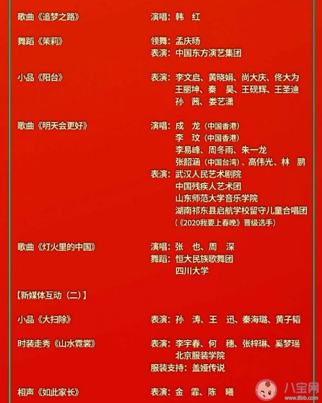 2021央视春晚节目单(官宣) 央视春晚明星嘉宾大全