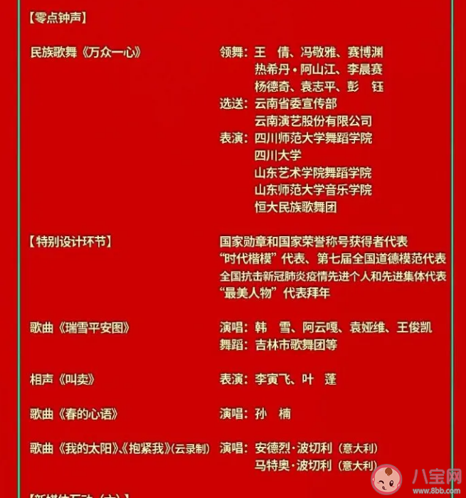 2021央视春晚节目单(官宣) 央视春晚明星嘉宾大全
