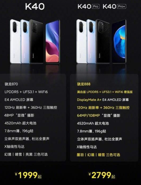 红米k40和k40pro有什么区别 k40和pro哪个好