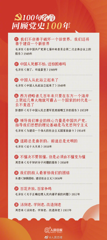 100句名言回顾党史100年 建党100周年名言大全