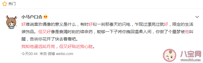 我知他遥远如月亮但又好贴近我心脏是什么意思 偶像的意义是什么