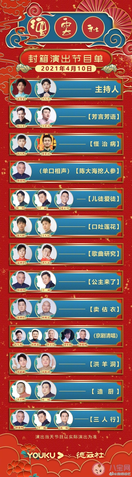 2021德云社封箱节目单 2021德云社封箱演出有哪些人