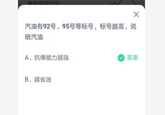 汽油标号越高说明汽油越怎样 蚂蚁庄园今日4月19日答案