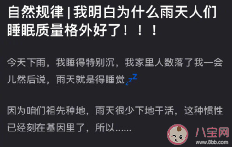 雨天睡眠质量好的原因是什么 为什么下雨天睡得更香