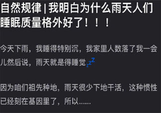 雨天睡眠质量好的原因是什么 为什么下雨天睡得更香
