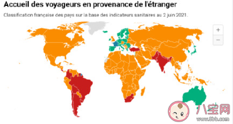 法国入境新规中国被分属橙色区域 绿色区域的是哪些国家