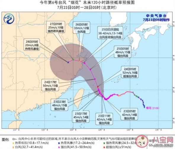 台风烟花实时路径图最新 台风烟花风力强度达多少级