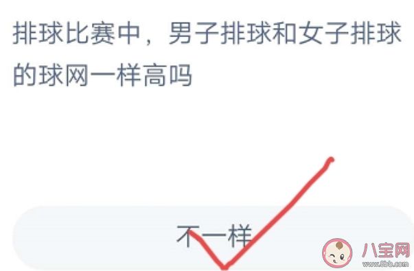男子排球和女子排球的球网一样高吗 蚂蚁庄园8月6日答案
