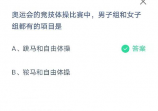 奥运会竞技体操比赛中男子组和女子组都有的项目是什么 蚂蚁庄园8月8日答案