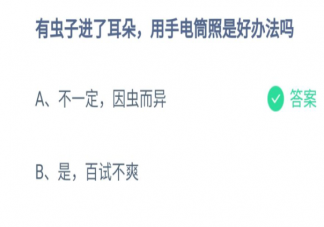虫子进了耳朵用手电筒照是好办法吗 蚂蚁庄园8月19日正确答案