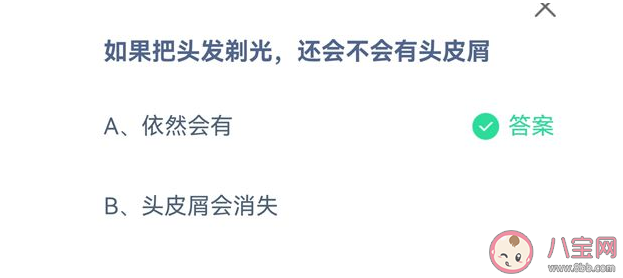 蚂蚁庄园头发剃光还会不会有头皮屑 9月15日正确答案
