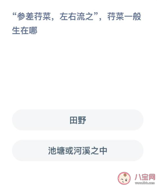 荇菜一般生在哪里 蚂蚁新村12月17日答案