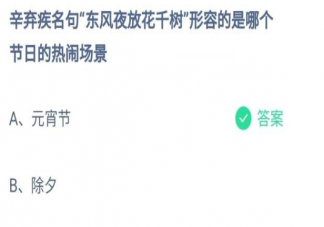 东风夜放花千树形容的是哪个节日的热闹场景 蚂蚁庄园2月15日答案
