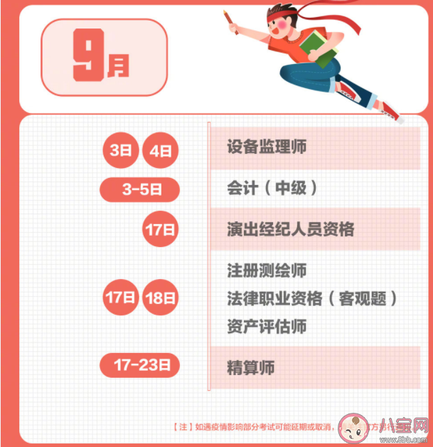 2022下半年考试日历 下半年重要考试安排