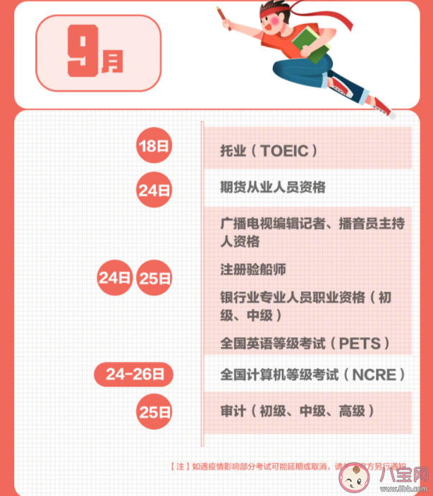 2022下半年考试日历 下半年重要考试安排