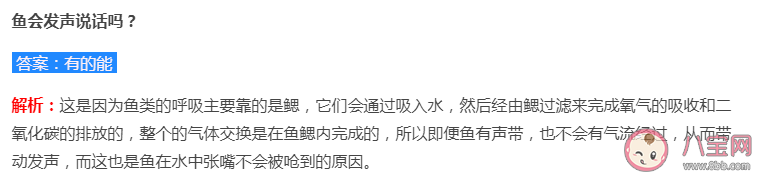 蚂蚁庄园鱼会发声说话吗 8月27日答案解析