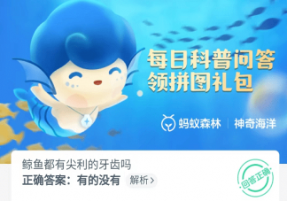 鲸鱼都有尖利的牙齿吗 蚂蚁森林神奇海洋9月29日答案