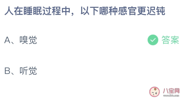人在睡眠中嗅觉和听觉哪种感官更迟钝 蚂蚁庄园10月15日答案介绍