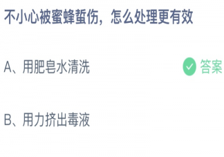 不小心被蜜蜂蜇伤怎么处理最有效 蚂蚁庄园10月19日答案最新