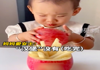 夫妻用苹果给女儿做薯条汉堡套餐 孩子能多吃汉堡吗