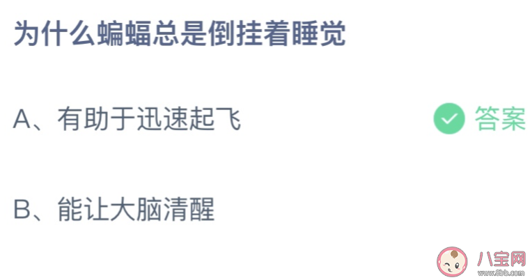蚂蚁庄园为什么蝙蝠总是倒挂着睡觉 小课堂10月26日答案介绍