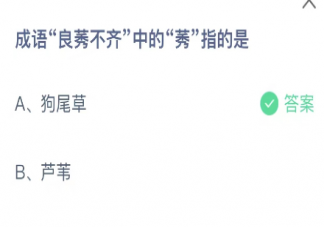 成语良莠不齐中的莠指的是什么 蚂蚁庄园11月24日答案最新