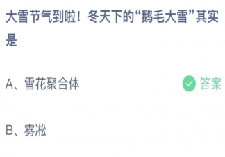 蚂蚁庄园冬天的鹅毛大雪其实是 小课堂12月7日答案