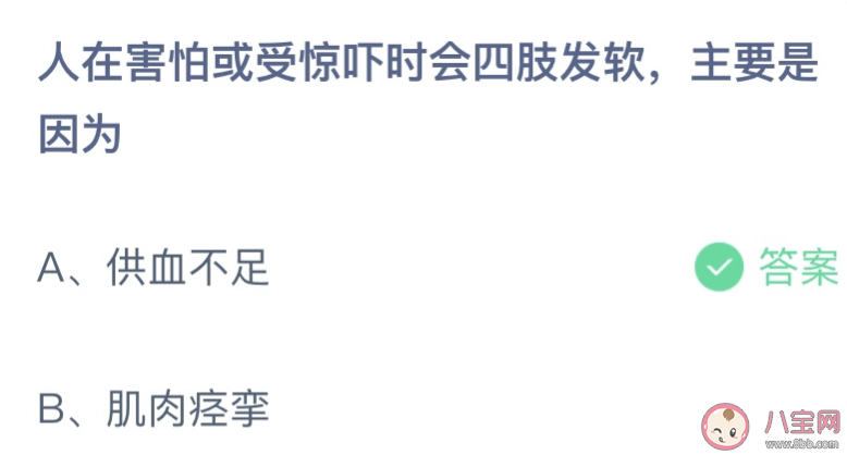 人在害怕或受惊吓时会四肢发软主要是因为 蚂蚁庄园12月21日答案介绍