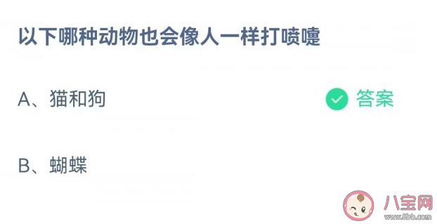 以下哪种动物也会像人一样打喷嚏 蚂蚁庄园2月1日答案