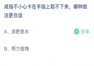 戒指不小心卡在手指上取不下来哪种做法更合适 蚂蚁庄园2月1日答案