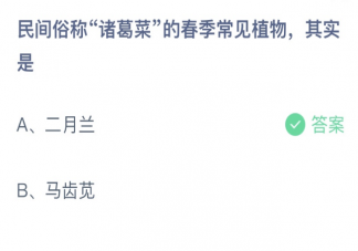 民间俗称诸葛菜的春季常见植物其实是 蚂蚁庄园2月24日答案