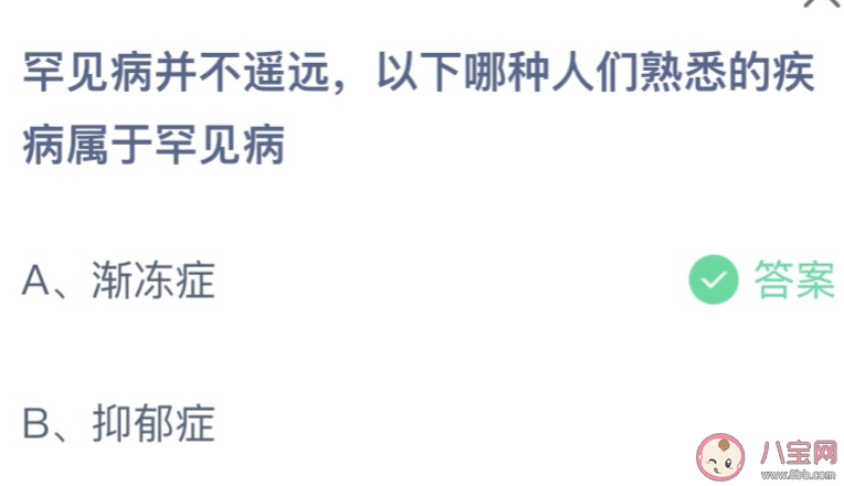 以下哪种人们熟悉的疾病属于罕见病 蚂蚁庄园2月28日答案