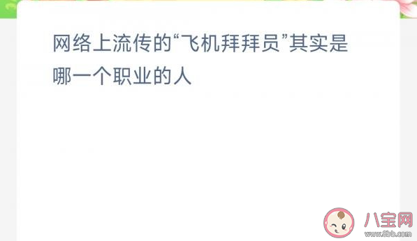 网络上流传的飞机拜拜员其实是哪一个职业的人 蚂蚁新村4月7日答案
