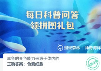 章鱼的变色能力来源于体内的 神奇海洋4月18日答案