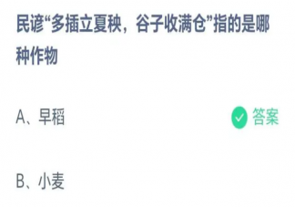 民谚多插立夏秧谷子收满仓指的是哪种作物 蚂蚁庄园5月6日答案