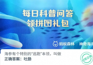 海参有个特别的逃跑本领叫做 神奇海洋5月24日答案