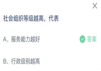 社会组织等级越高代表什么 蚂蚁庄园6月15日答案