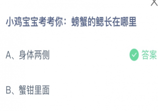 螃蟹的鳃长在哪里 蚂蚁庄园6月20日答案