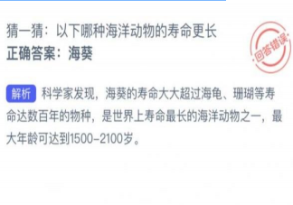 猜一猜以下哪种海洋动物的寿命更长 神奇海洋7月21日答案