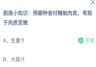 用哪种食材腌制肉类有助于肉质变嫩 蚂蚁庄园11月17日答案