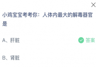 人体内最大的解毒器官是什么 蚂蚁庄园11月25日答案