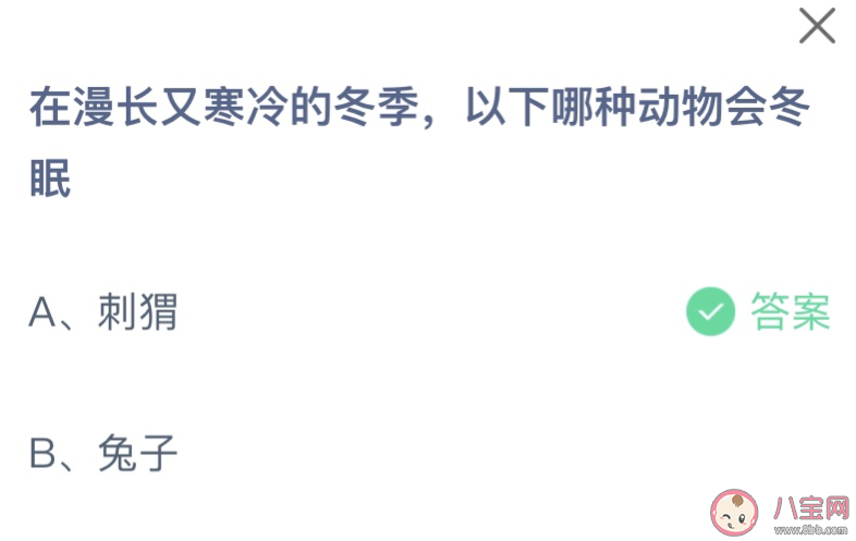在漫长又寒冷的冬季以下哪种动物会冬眠 蚂蚁庄园12月12日答案 在漫长又寒冷的冬季以下哪种动物会冬眠 蚂蚁庄园12月12日答案
