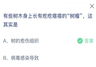 有些树木身上长有疙疙瘩瘩的树瘤这其实是什么 蚂蚁庄园1月3日答案