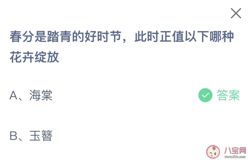 春分是踏青的好时节此时正值以下哪种花卉绽放 蚂蚁庄园3月20日答案