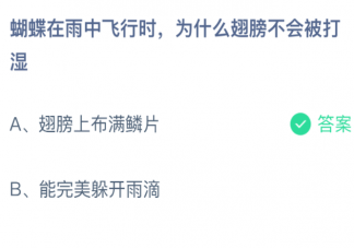 蝴蝶在雨中飞行时为什么翅膀不会被打湿 蚂蚁庄园3月21日答案
